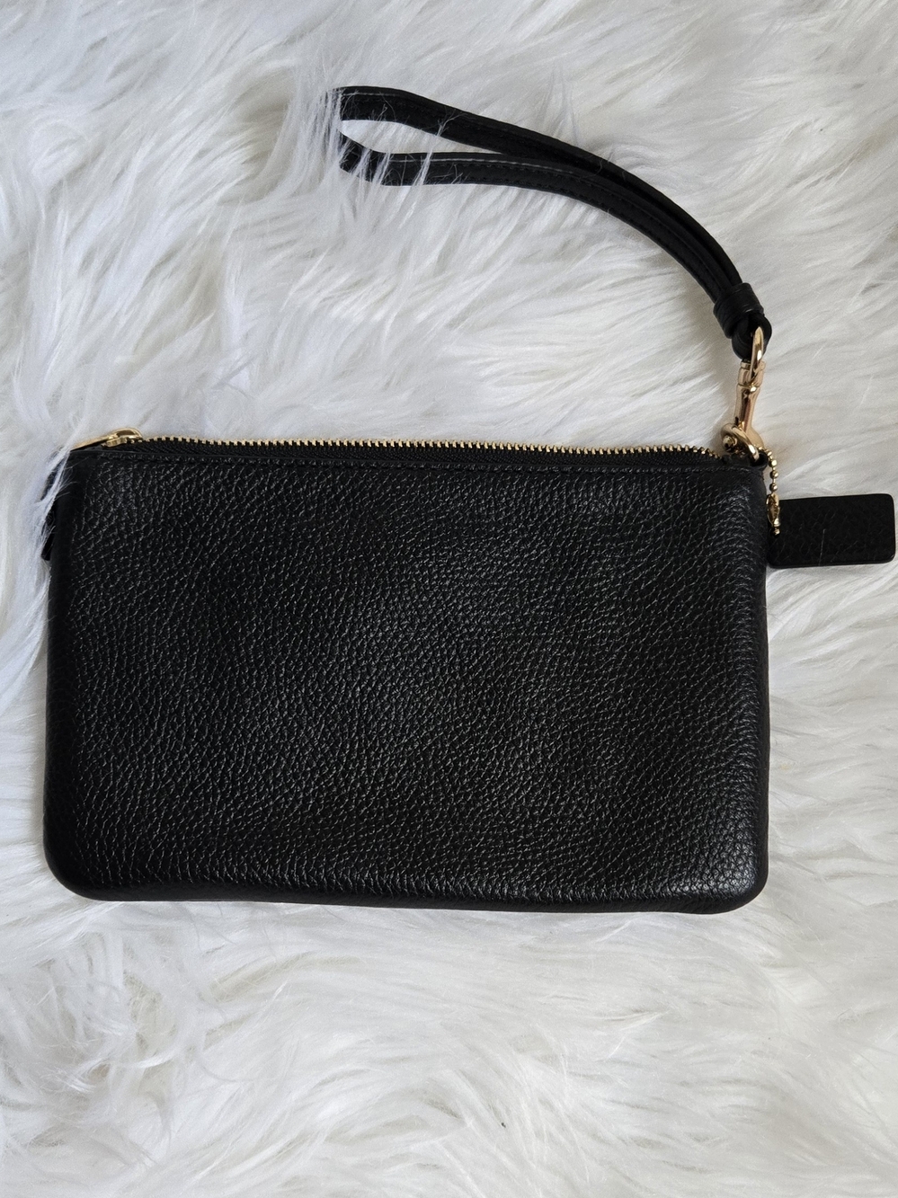 Coach Black Pebbled Leather Wristlet - Picture 2 of 4